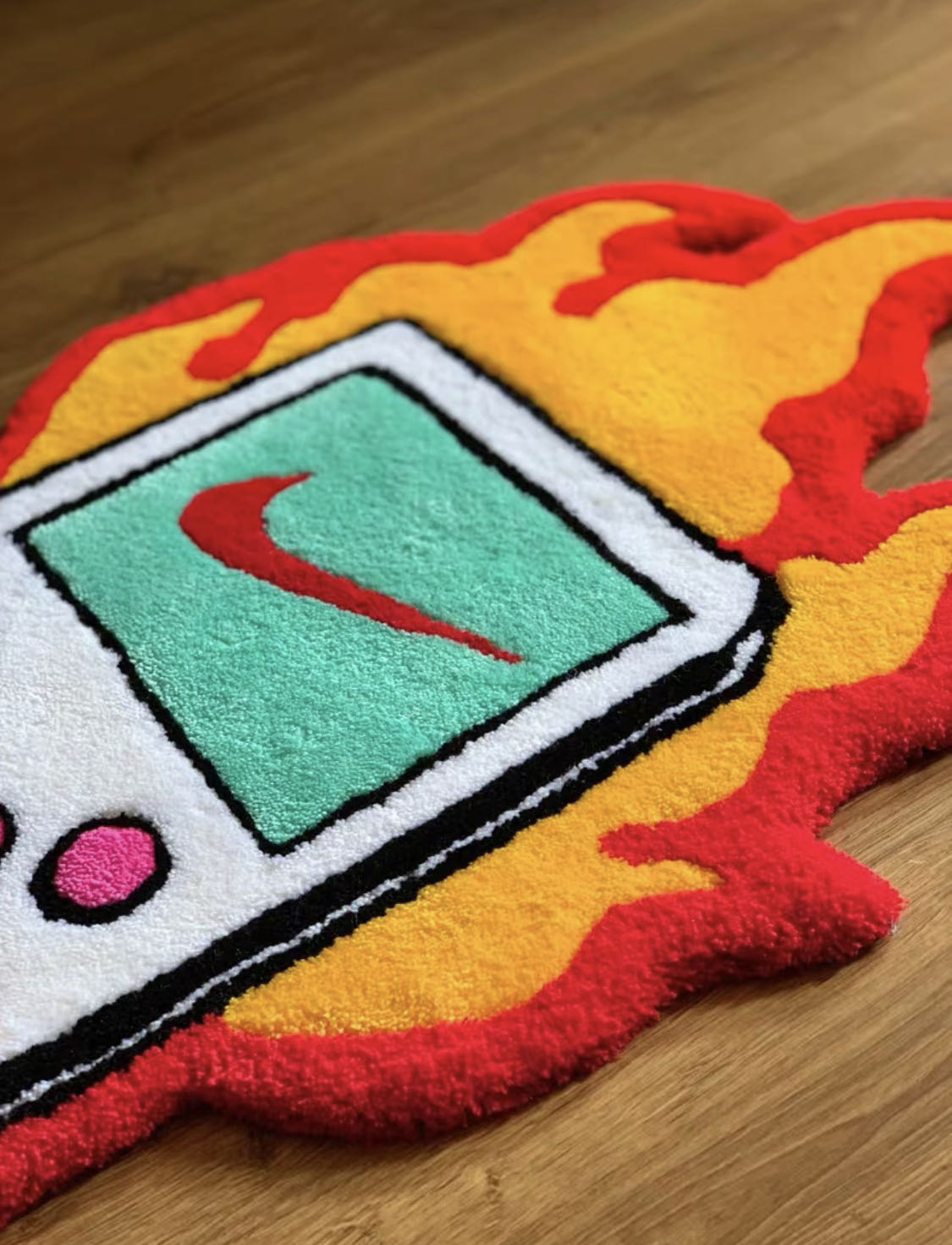 Flaming Game Boy Hand Tufted Rug