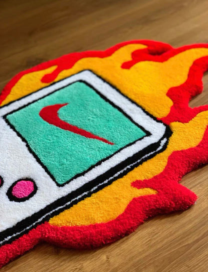 Flaming Game Boy Hand Tufted Rug