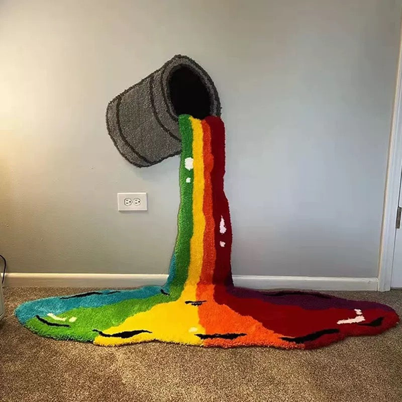 Rainbow Paint Bucket Hand Tufted Rug