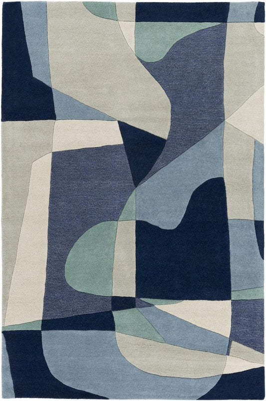 Cerulean Whirl Hand Tufted Rug